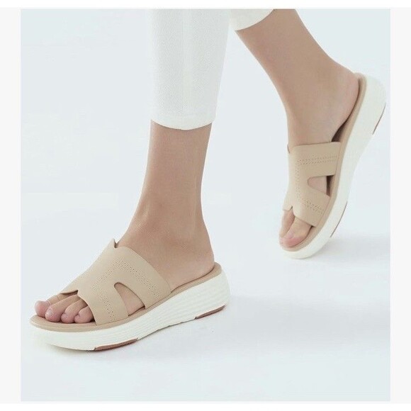UBFEN Womens Platform Sandals Slide Wedge Sandals Size 9 A-khaki - Picture 2 of 10